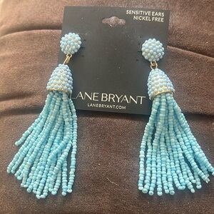 Lane Bryant Tassel Earrings-Light Blue